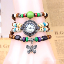 Selling Handmade bracelet watch, Students Bracelet Watch, Ladies butterfly pendant beads bracelet watch BWL052